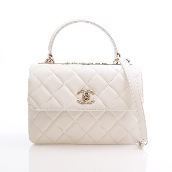 CHANEL Handbags - Authentic CHANEL Trendy CC Small White Lambskin Flap Bag Matelasse Chain Purse